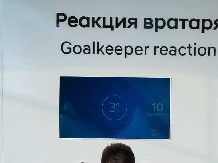 There was also a Goalkeeper Reaction game, where you have to hit the circles when they light up. The faster you hit them, the more points you get. Not to brag or anything, but the volunteer said I was one of the best he