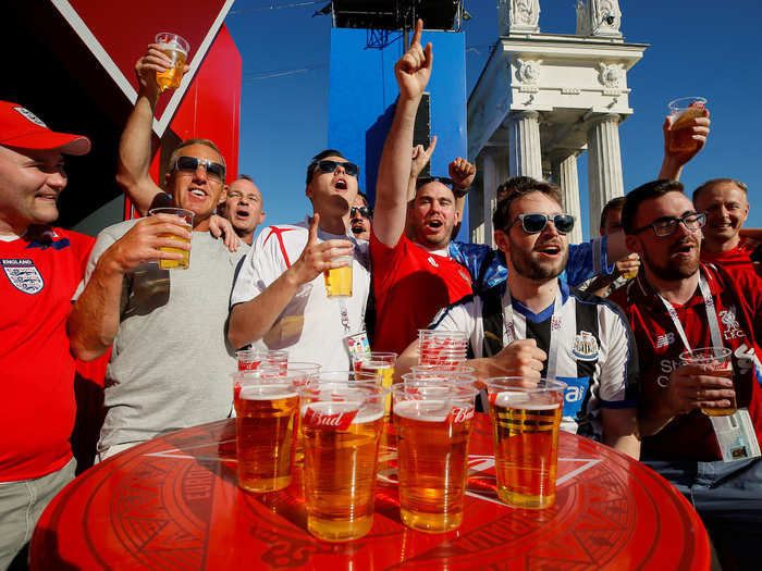 Like these England fans enjoying Monday