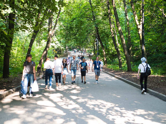 The Fan Fest is technically in Vorobyovy Gory, a park that overlooks Moscow. Literally meaning Sparrow Hills, it
