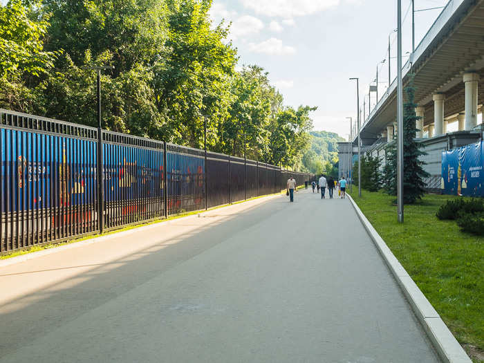 Ever since the 2006 World Cup in Germany, FIFA has set up official Fan Fest zones for visiting fans and citizens of the host country to watch World Cup games together. To get to the one in Moscow, you have to walk past Luzhniki Stadium, Russia