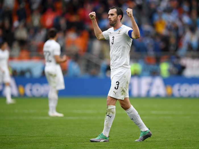 10. Uruguay defender Diego Godin — 8.47.