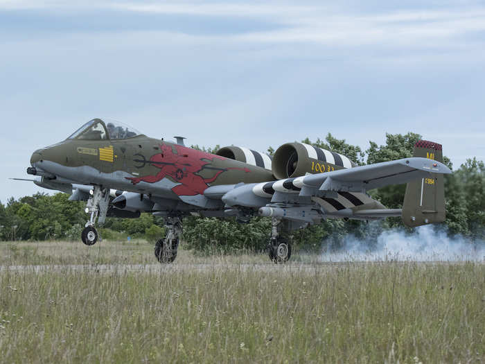 One specially painted A-10 that flew over Normandy on D-Day also took part in the exercises.