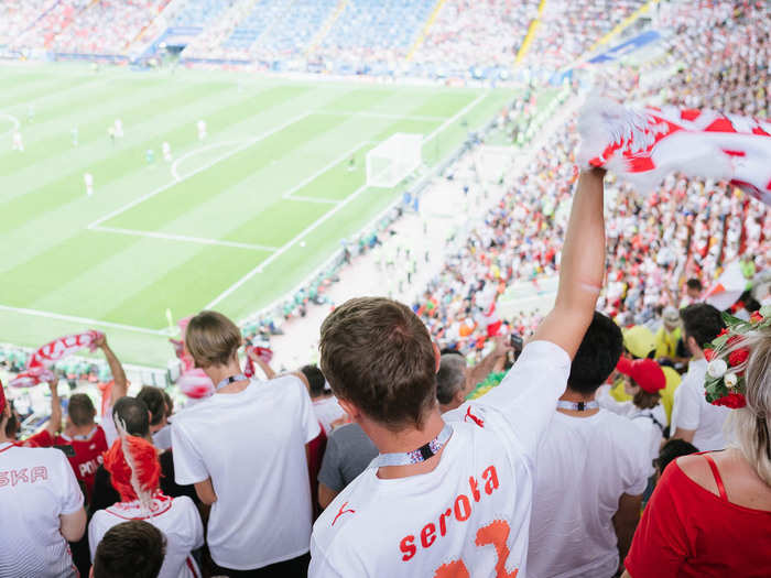 It seemed like everyone had a Poland scarf that they were whipping around in the way that Pittsburgh Steelers