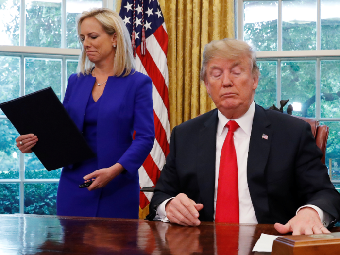 As Trump signed an executive order he claimed would end the separation of families at the border, the president told her "good job." But in private he