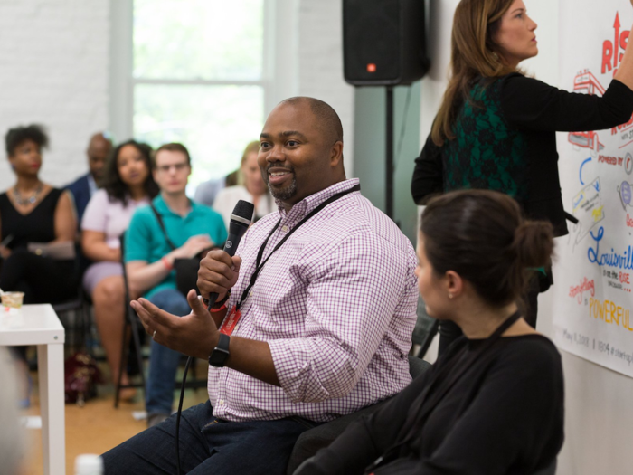 Rise of the Rest partner David Hall led a candid discussion in the next room around what has worked so far in Louisville and what hasn