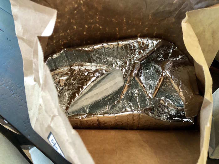 Inside each package was a foil bag containing the groceries.