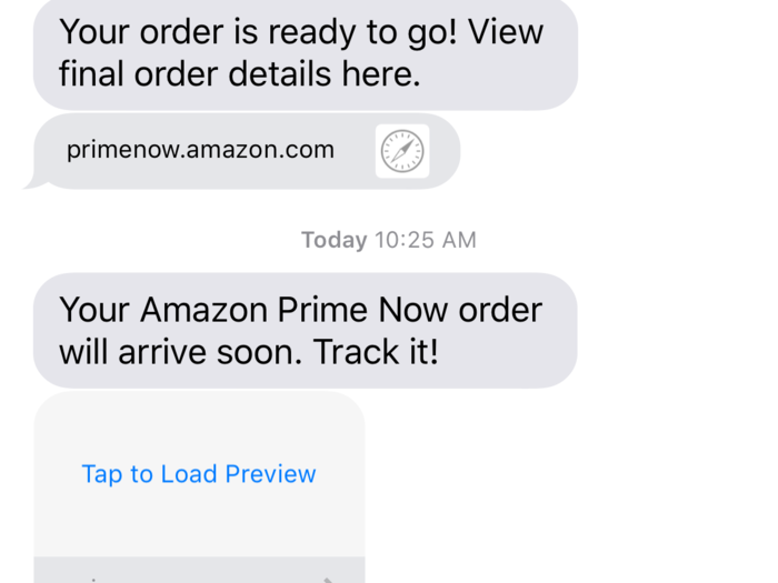 An hour later, Amazon alerted me that my order was finished.