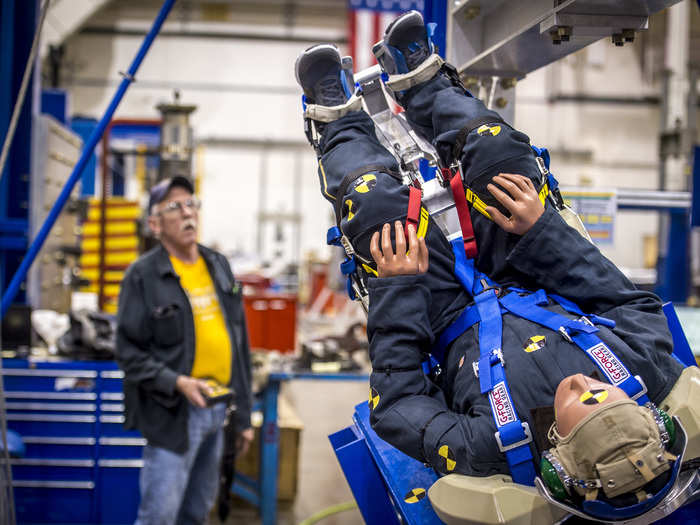 Each suit is designed to keep astronauts tucked into their seat in a reclined position, which provides extra safety during launch, a hard landing, or a crash.