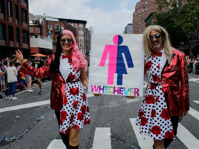 Many participants carried signs that referenced hot-button political issues, like the so-called 