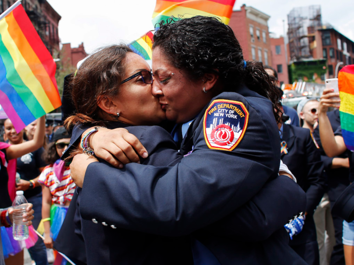 ... and the crowd cheered for the happy couple.