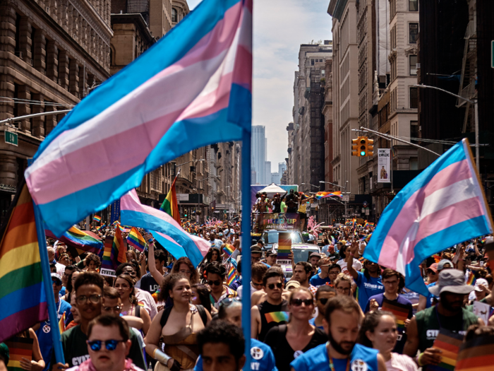 The transgender pride flag was on display, too.