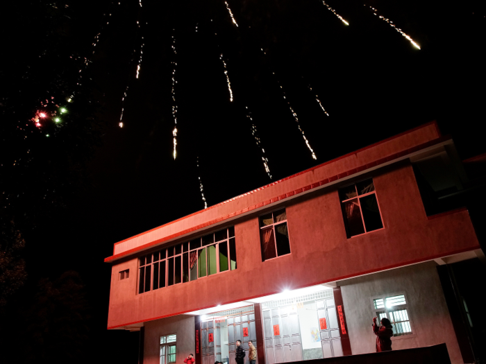 At night, the family enjoyed fireworks on display for the New Year celebrations.