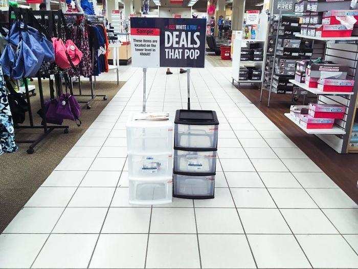 Immediately upon walking in, I noticed little displays in Sears that advertised the new Kmart store.