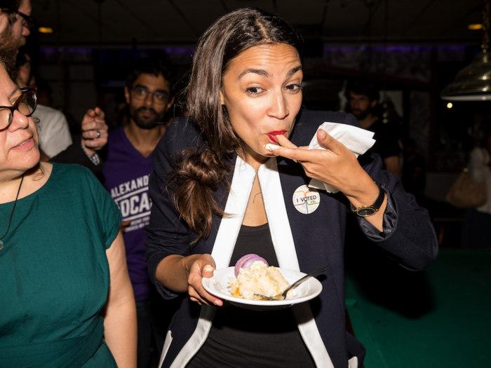 "We beat a machine with a movement," she told supporters. If she wins the election, she will likely be the youngest woman ever elected to the US House of Representatives.