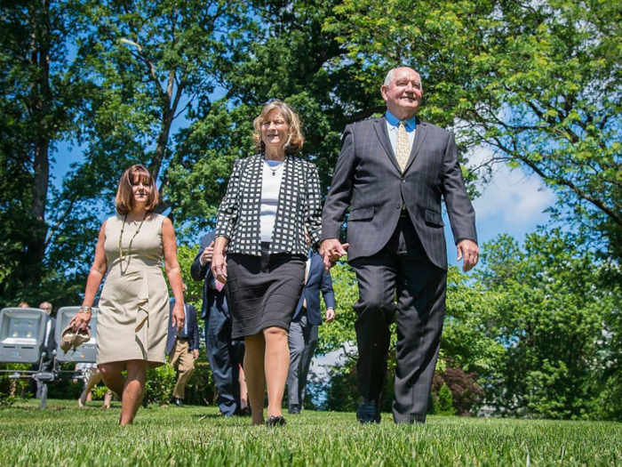 In June, US Department of Agriculture Secretary Sonny Perdue joined Karen Pence to unveil the addition of bee hives to the grounds.
