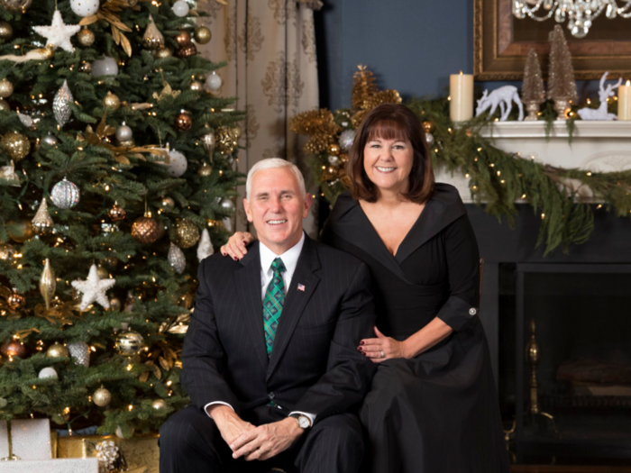 They took their most recent official Christmas portrait from what looks like the sitting room. Just like the White House, the Observatory was all decked out for the holidays.