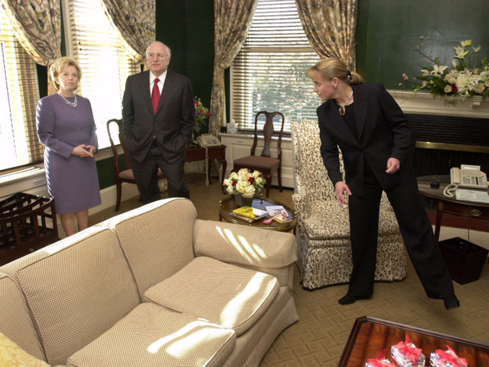 When Dick Cheney and his family moved in, they decorated the home using a neutral color scheme of of creams and greens.