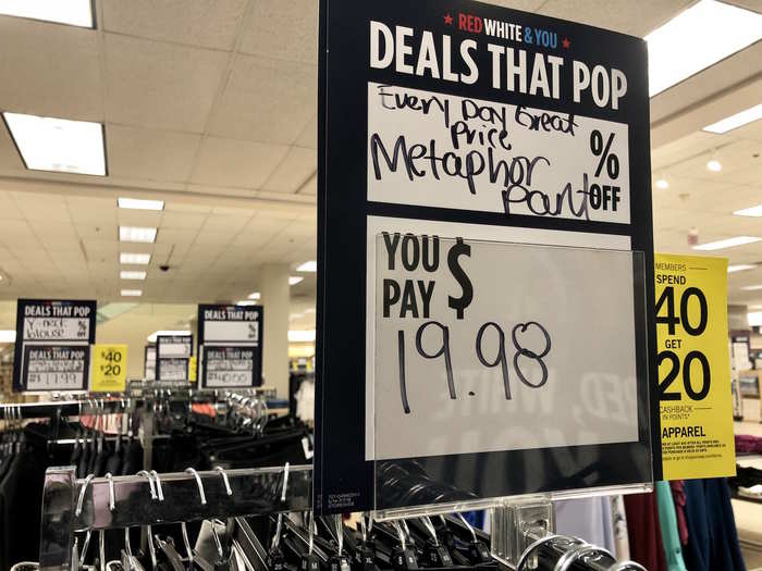 While most of the signs advertised discounts, this one highlighted what it called an "every day great price."