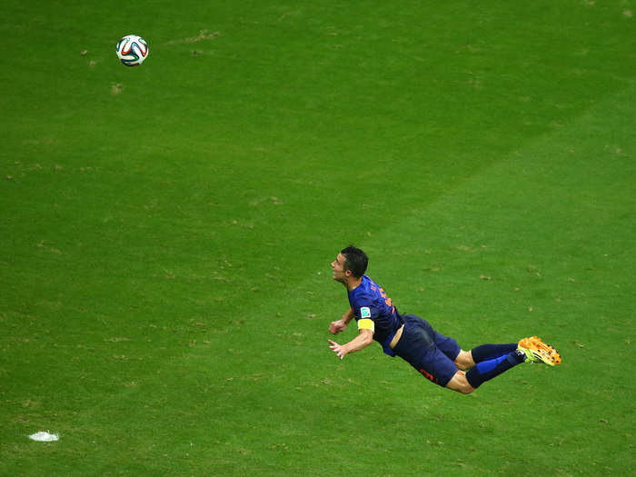 "The Flying Dutchman" may usually be associated with the famous ghost ship, but in 2014, it was an apt moniker for striker Robin van Persie. Van Persie scored an incredible mid-flight header to help the Netherlands beat Spain, the reigning champions, by an extraordinary 5-1 score.