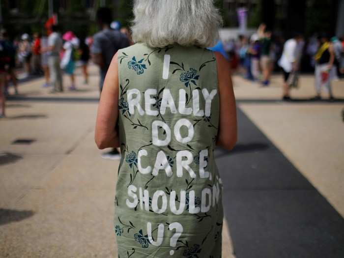 The marches come more than a week after first lady Melania Trump was widely criticized after she flew to an immigration detention center in Texas last week, wearing a coat that said "I really don