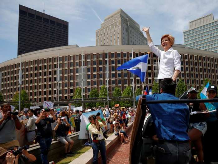 Sen. Elizabeth Warren of Massachusetts joined protesters in Boston one day after she cheered on the hundreds of female protesters who occupied a Senate building. Warren told the crowd officials should look to replace ICE with "something that reflects our morality."