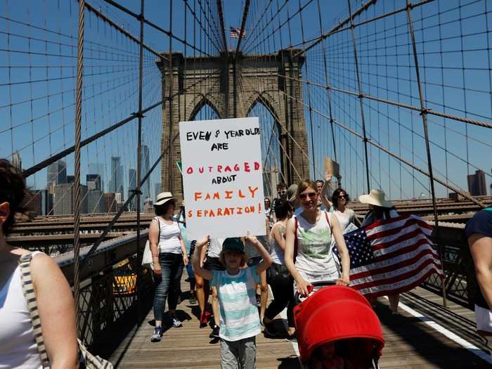 Many protesters brought their children to make a point about the family separation policy.