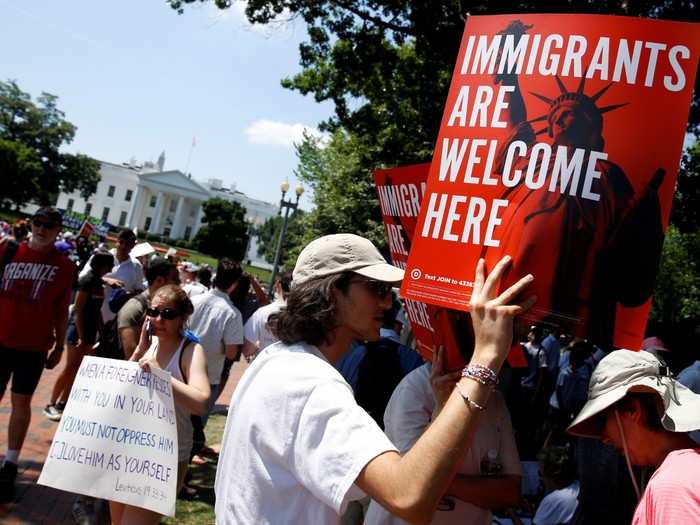 Though Trump was in New Jersey for the day, the National Parks Service said organizers expected 50,000 people to attend Saturday