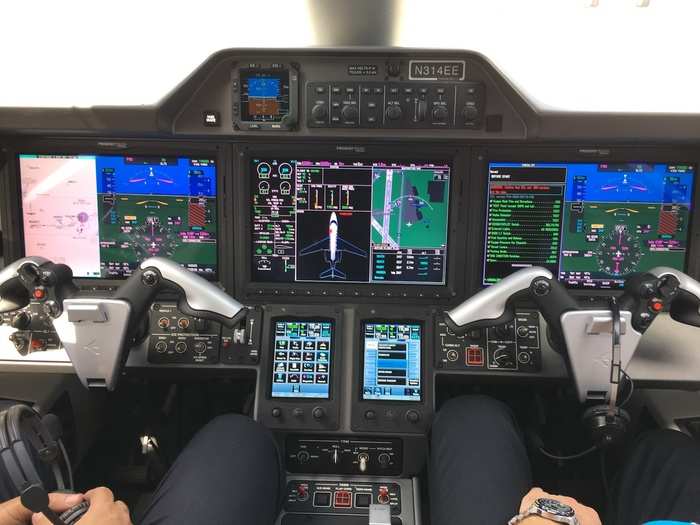 Up front, the Phenom 300E is equipped with a state-of-the-art Prodigy Touch Flight Deck running Garmin 3000 avionics. It