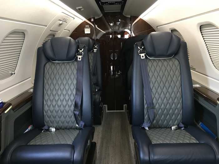 In total, the Phenom 300E can carry up to 10. However, our demonstrator is configured for eight passengers.