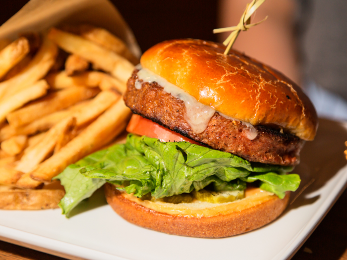 We also tried a new menu item at TGI Fridays — the vegetarian Beyond Meat cheeseburger. It fell similarly flat.