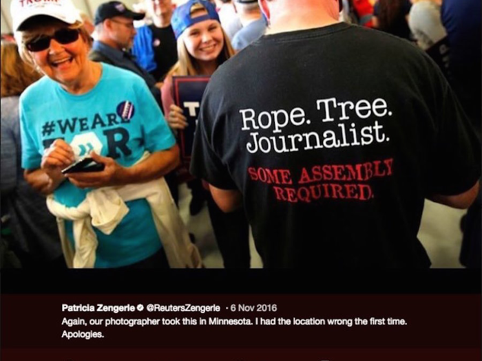 A shirt that encouraged lynching journalists