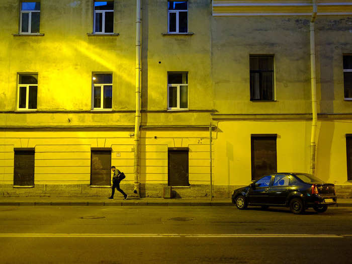 A couple of days later, when I was outside a bar deeper into the city around 2 a.m., I snapped this shot. While the sun isn’t directly visible, you can see light reflecting off the building. It never gets fully dark.