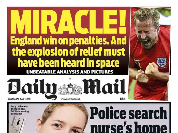 The Daily Mail made clear how surprising the penalty win was with just one word: "MIRACLE!"