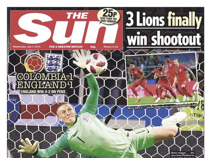 And The Sun only had eyes for Jordan Pickford.