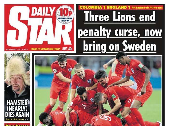 "SPOT ON!" proclaimed the Daily Star, declaring an end to the "penalty curse."