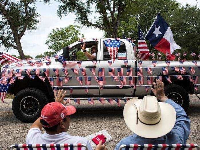 People decked themselves out in red, white, and blue — and US flags were draped just about everywhere.