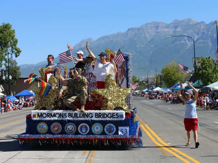 The parade made history this year, allowing an LGBT+ float to march alongside Mormons.