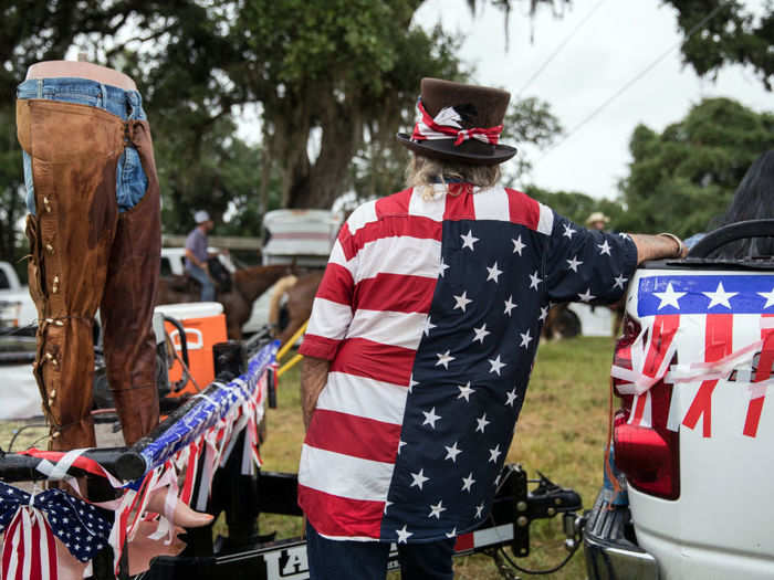 People geared up with floats, pickup trucks, and horses as they made there way towards the Round Top main street.