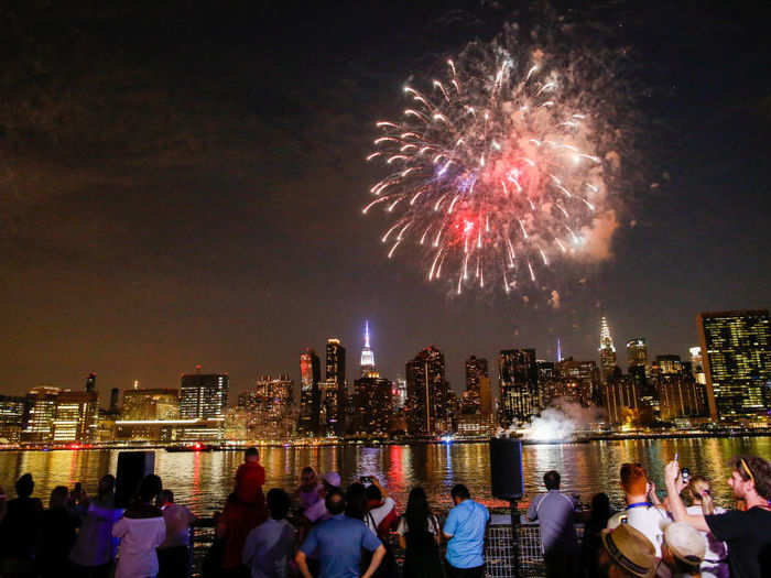 Later, fireworks lit up the New York City skyline.