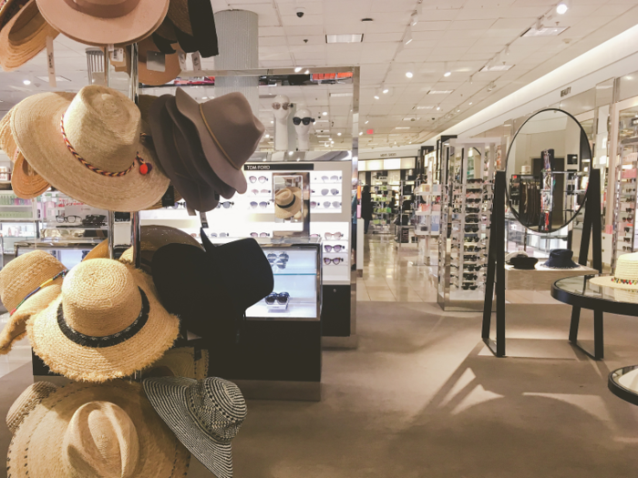 ... and all different kinds of accessories like hats, scarves, and sunglasses. Almost everything in the store was in pristine condition — the floors were spotless, and the displays were all perfectly put together.