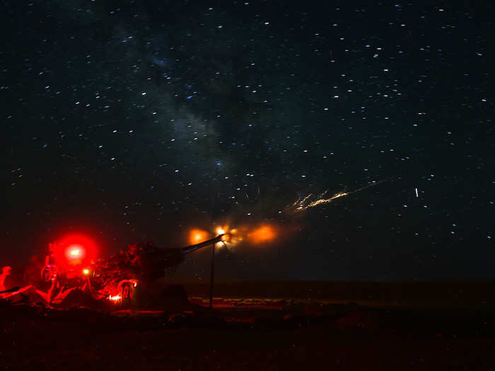 And an M777 firing at night too.