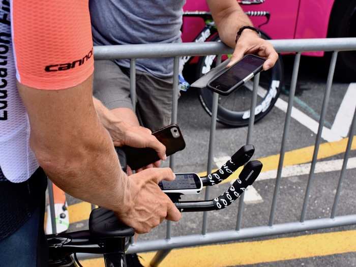 Riders synced phones with bike computers