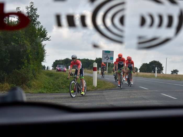 After the big rollout and a 10-minute effort, the riders pulled over to a safe side of the road to answer the call of nature ...