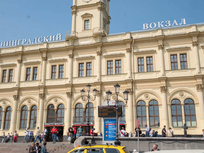 I took the Sapsan in Russia from Moscow to St. Petersburg. It left from the Leningrad Station. While architecturally beautiful from the outside, the Leningrad Station and its counterpart in St. Petersburg were dark and crowded on the inside.