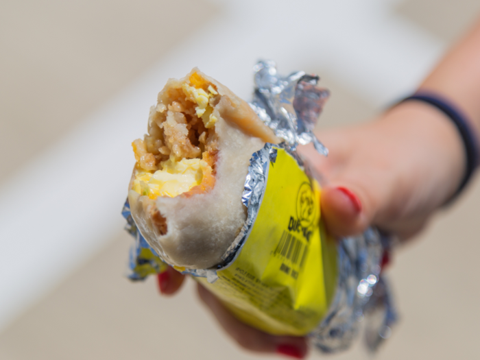 The breakfast tacos were a perfectly packaged amalgamation of cheese, potato, eggs, bacon, and beans. The foil wrapping sealed in the heat, creating a well-melded breakfast begging to be devoured — not a delicacy, but a delight.