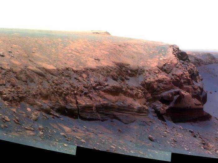 In the Victoria Crater, Opportunity spied this promontory called Cape Verde on October 20, 2007.