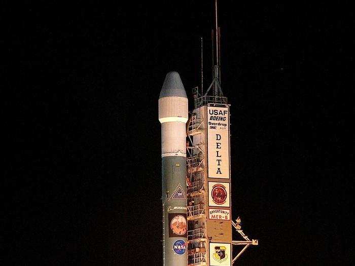 The rover blasted off from Kennedy Space Center at 11:18 p.m. on June 7, 2003.