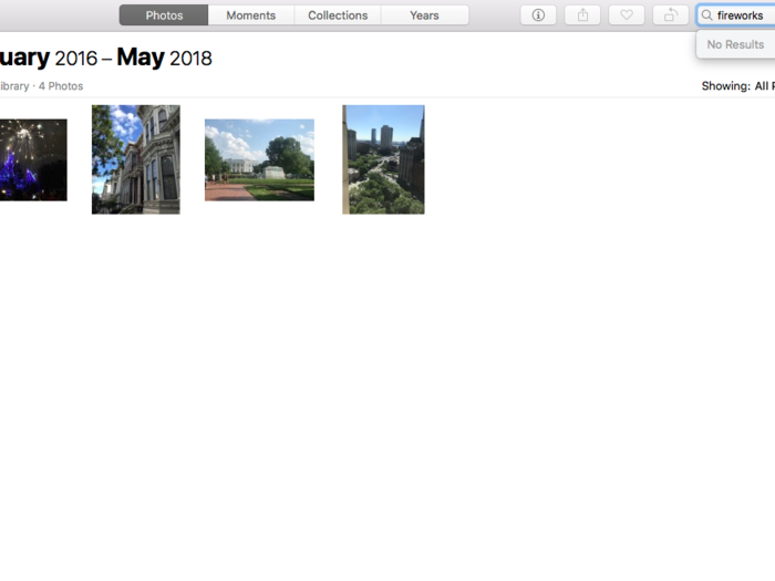 Apple Photos does not have this feature, and can make finding a single photo in a massive library rather tiresome.