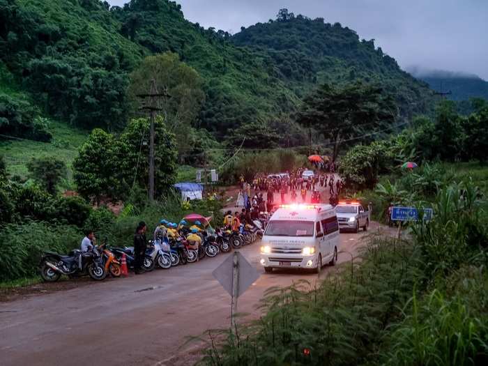 Ambulances were seen heading back to the rescue site at about 1:30 p.m. local time. Rescue efforts began again around the same time.