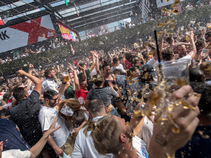 ... where lots of beer gets thrown around when England score.